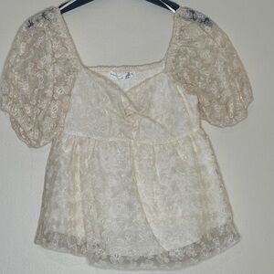 Altar'd State Cream Floral Lace Blouse